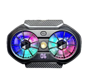 FS06 Semiconductor Cooling Mobile Phone Cooler Radiator Dual Fans Digital Display for Live Streaming with Universal Wheel