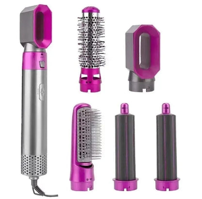5 In 1 Hair Styler Brush | Hair Dryer, Straightener, Curler & Volumizer | Negative Ionic Air Wrap With Detachable Brush Heads