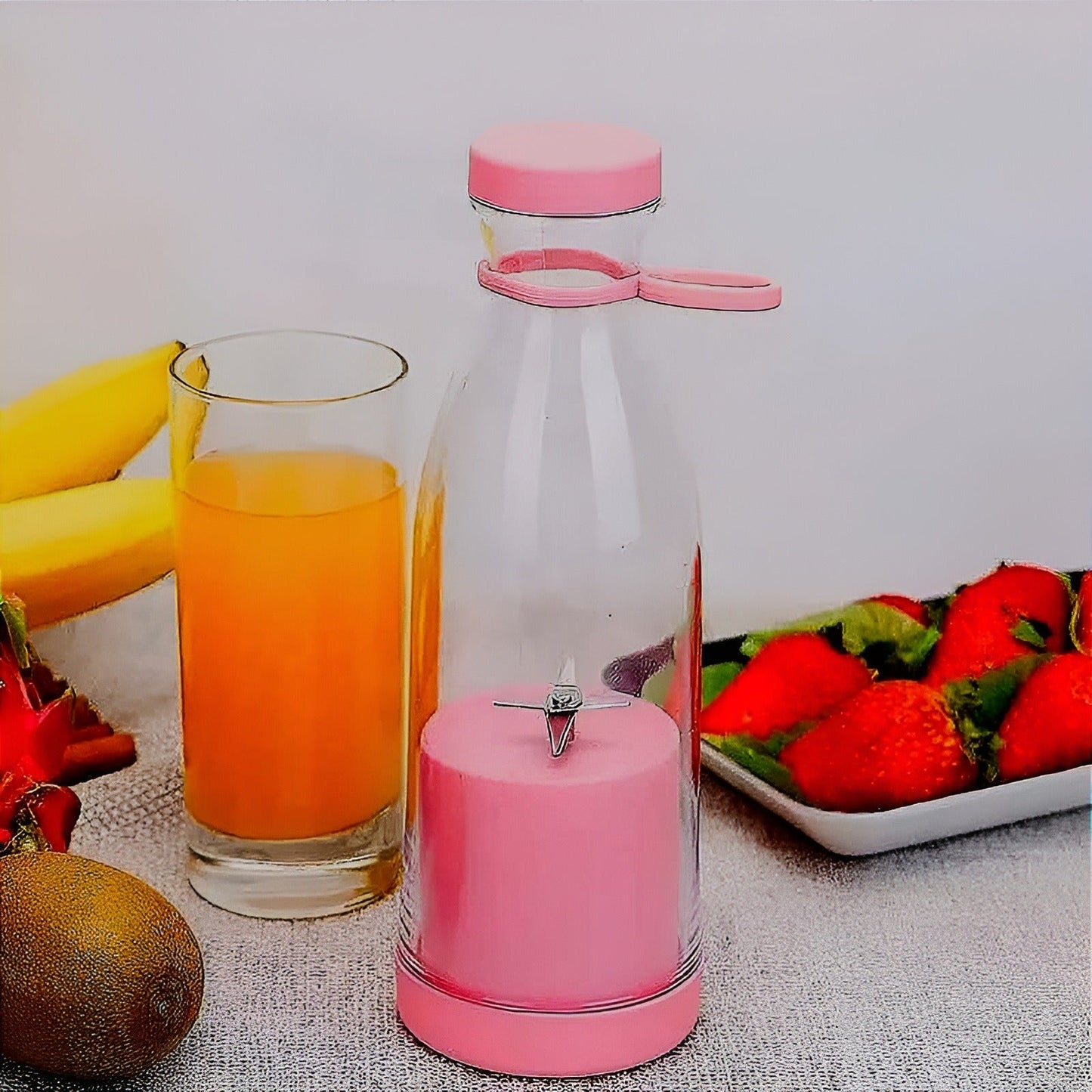Portable 6 Blades Mini Bottle Juicer | USB Rechargeable Smoothie Blender | Powerful Personal Fruit Mixer For Travel, Gym & Home Use (Random Color)